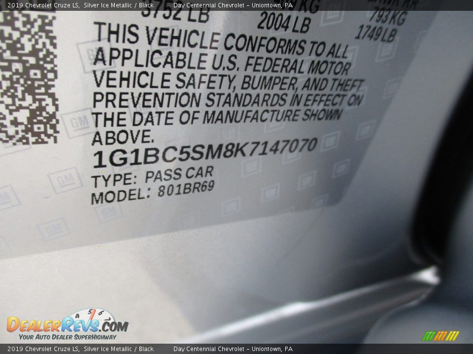 2019 Chevrolet Cruze LS Silver Ice Metallic / Black Photo #15