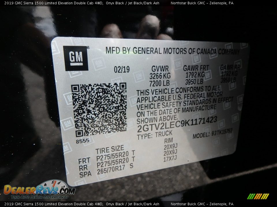 2019 GMC Sierra 1500 Limited Elevation Double Cab 4WD Onyx Black / Jet Black/Dark Ash Photo #14