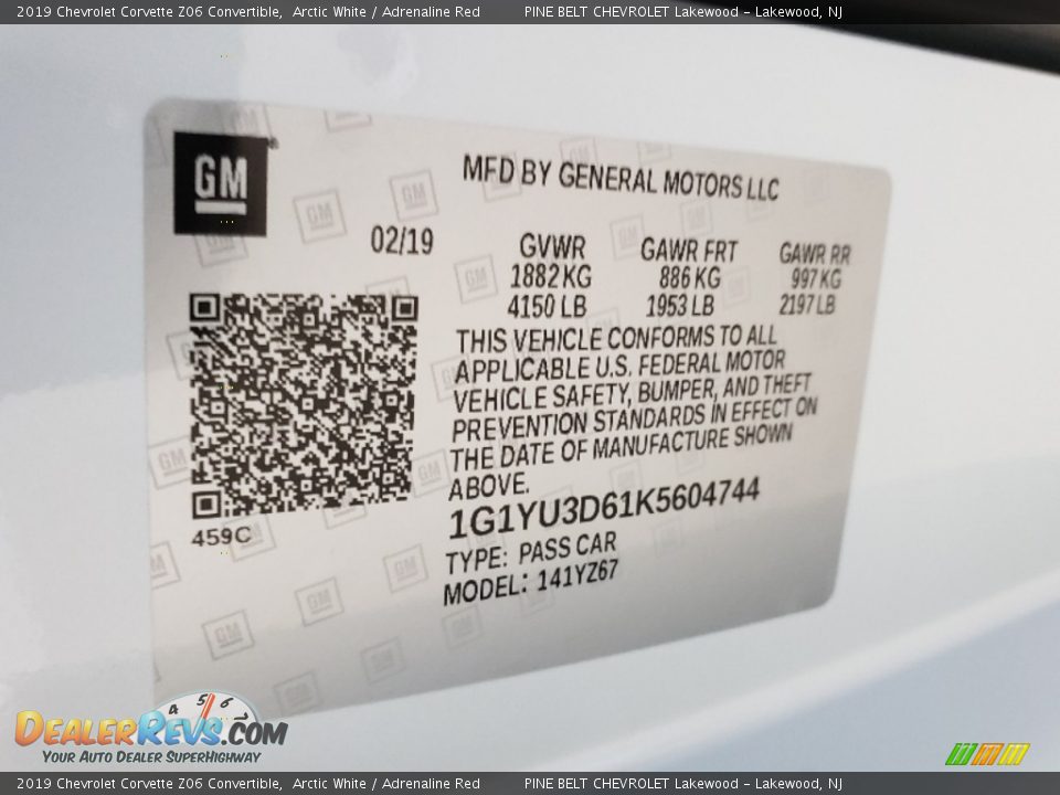 2019 Chevrolet Corvette Z06 Convertible Arctic White / Adrenaline Red Photo #8