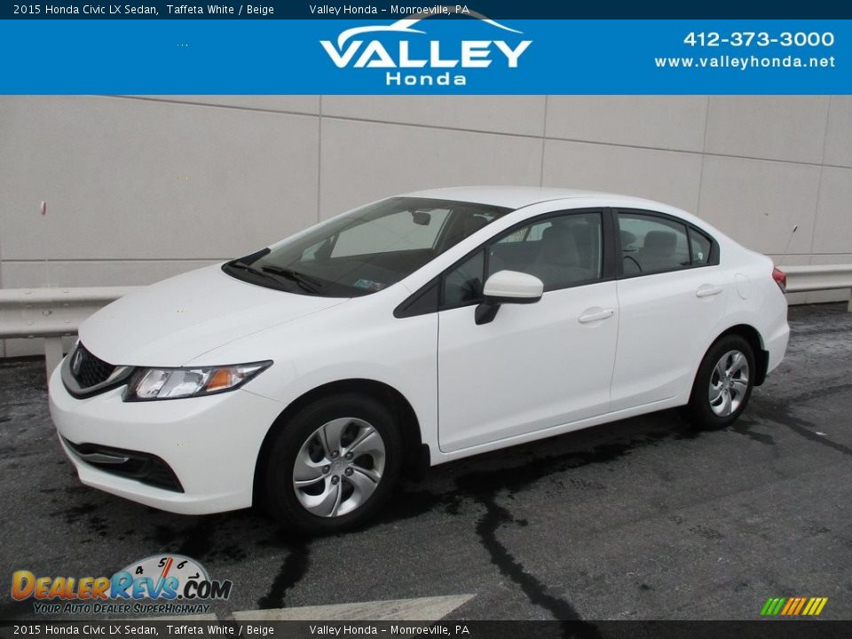 2015 Honda Civic LX Sedan Taffeta White / Beige Photo #1