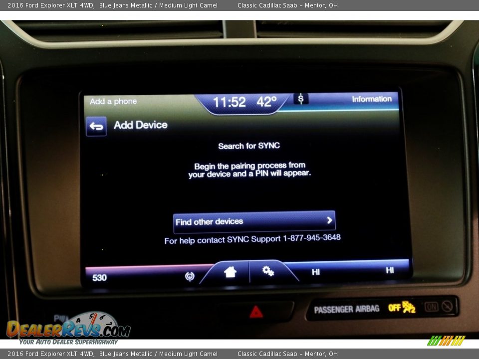 2016 Ford Explorer XLT 4WD Blue Jeans Metallic / Medium Light Camel Photo #12