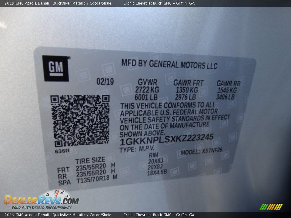 2019 GMC Acadia Denali Quicksilver Metallic / Cocoa/Shale Photo #33