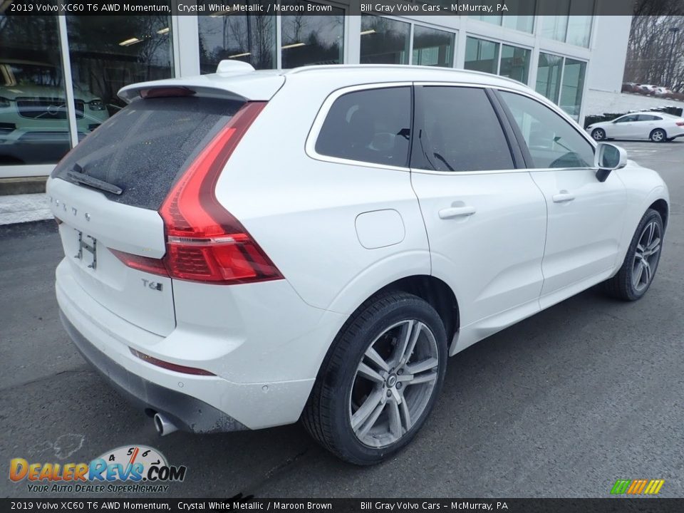 2019 Volvo XC60 T6 AWD Momentum Crystal White Metallic / Maroon Brown Photo #2