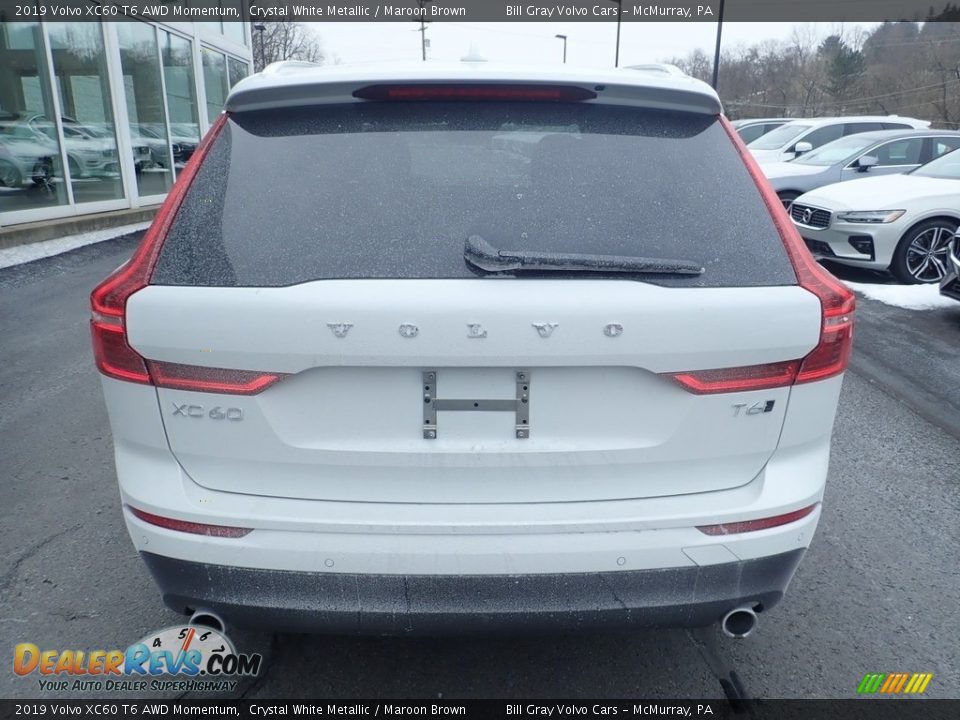 2019 Volvo XC60 T6 AWD Momentum Crystal White Metallic / Maroon Brown Photo #3