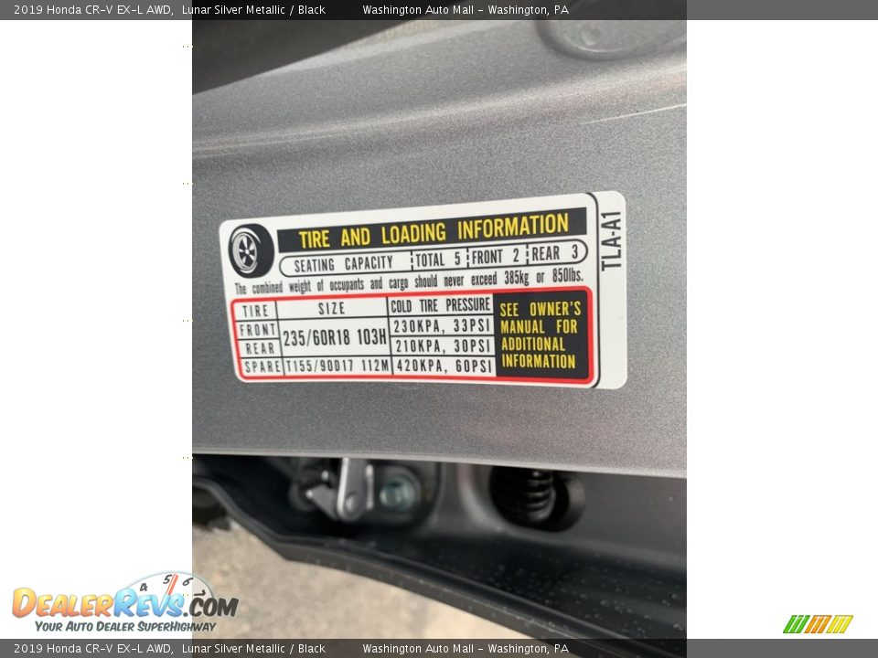 2019 Honda CR-V EX-L AWD Lunar Silver Metallic / Black Photo #13