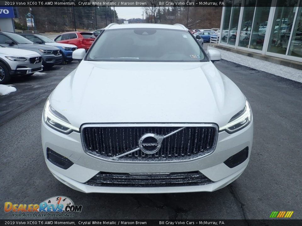 2019 Volvo XC60 T6 AWD Momentum Crystal White Metallic / Maroon Brown Photo #6