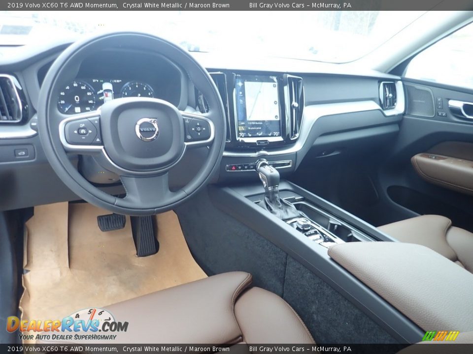 2019 Volvo XC60 T6 AWD Momentum Crystal White Metallic / Maroon Brown Photo #9