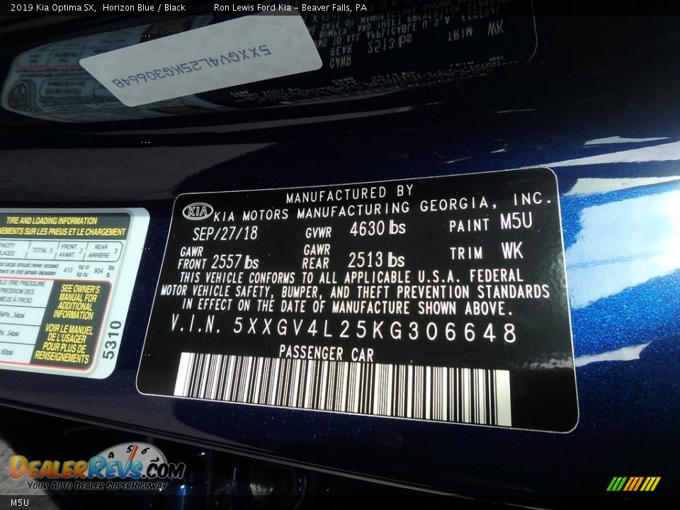 Kia Color Code M5U Horizon Blue