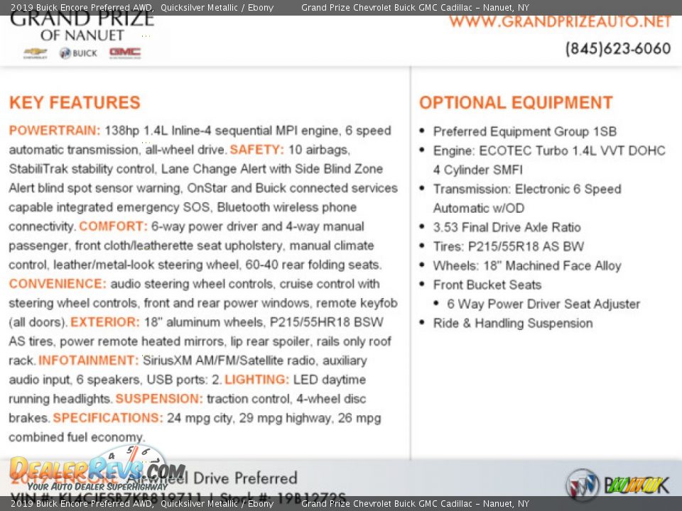 2019 Buick Encore Preferred AWD Quicksilver Metallic / Ebony Photo #10