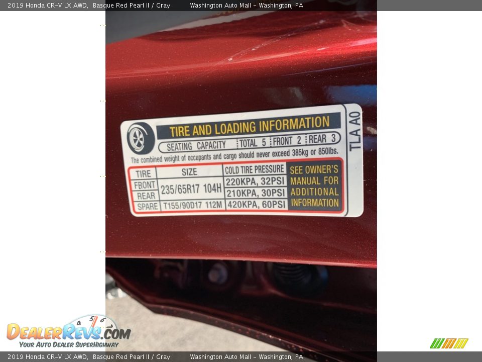 2019 Honda CR-V LX AWD Basque Red Pearl II / Gray Photo #13
