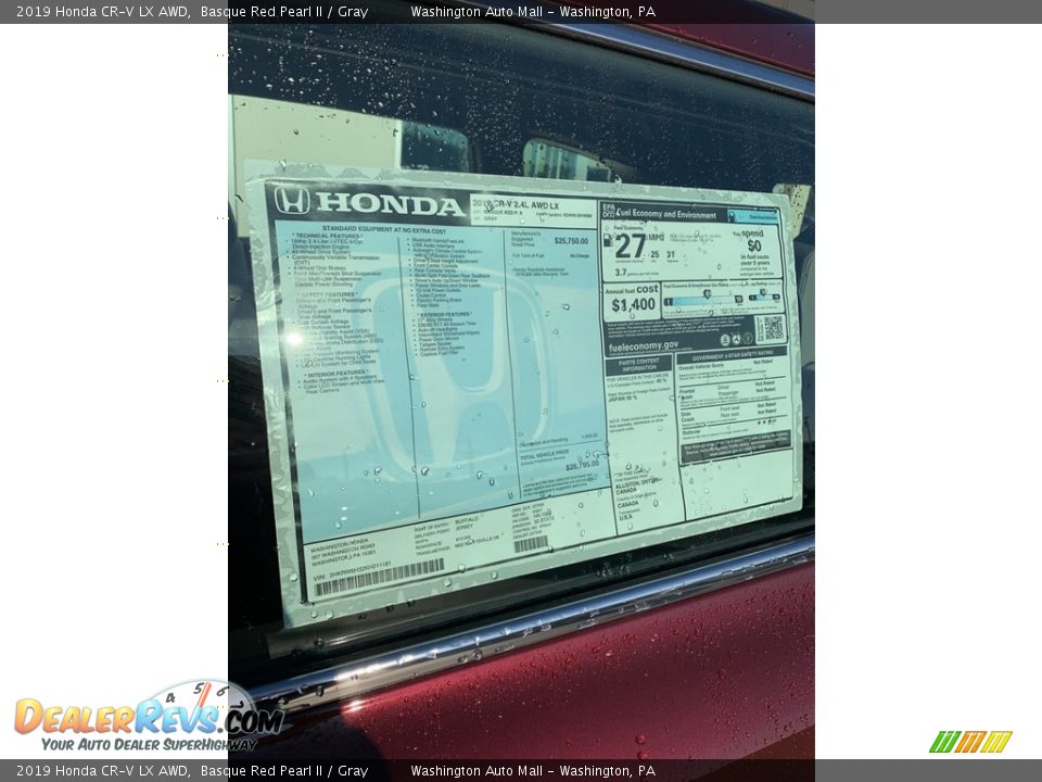 2019 Honda CR-V LX AWD Basque Red Pearl II / Gray Photo #15