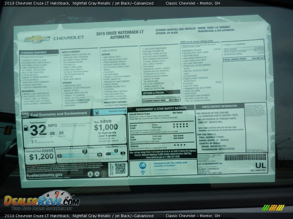 2019 Chevrolet Cruze LT Hatchback Nightfall Gray Metallic / Jet Black/­Galvanized Photo #7