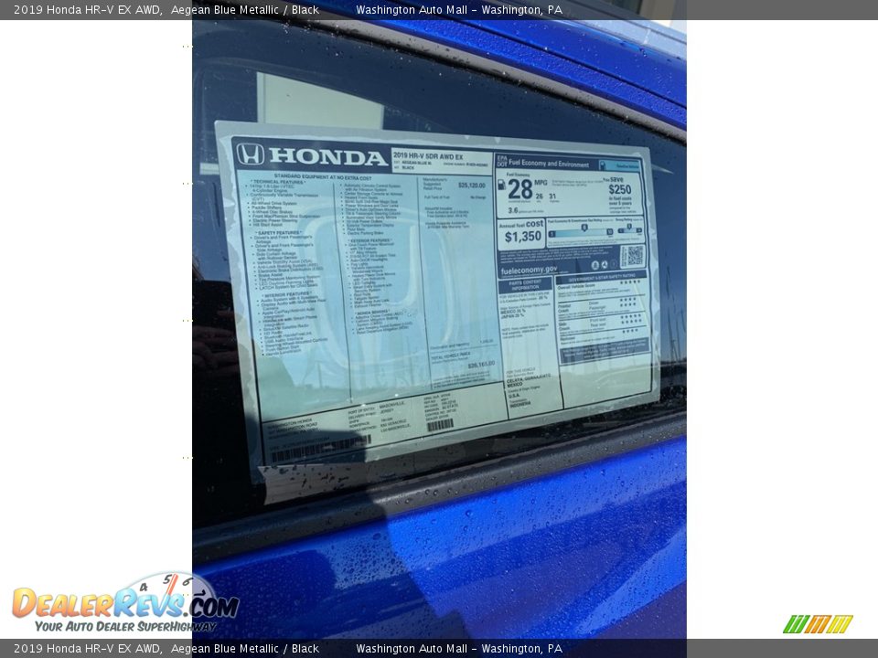 2019 Honda HR-V EX AWD Aegean Blue Metallic / Black Photo #15