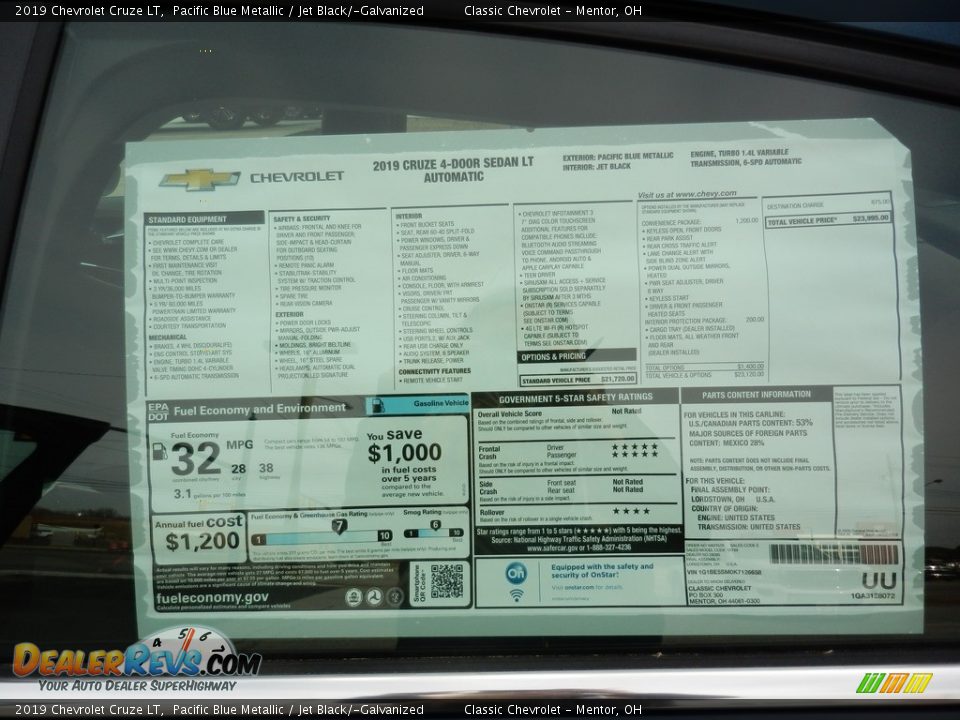 2019 Chevrolet Cruze LT Pacific Blue Metallic / Jet Black/­Galvanized Photo #7