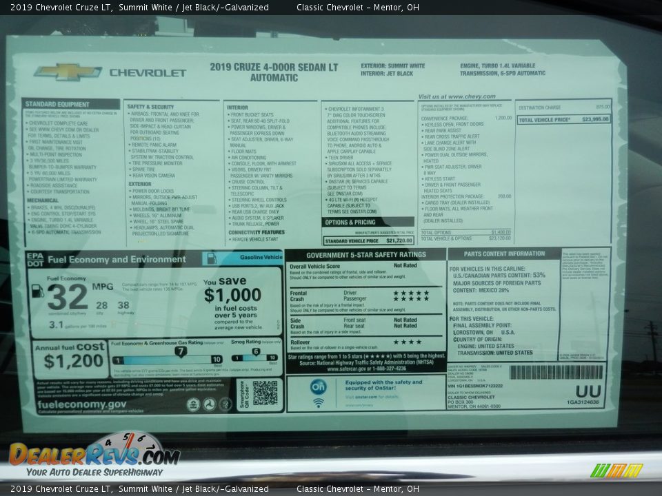 2019 Chevrolet Cruze LT Summit White / Jet Black/­Galvanized Photo #7