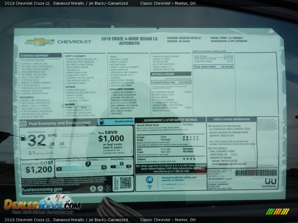 2019 Chevrolet Cruze LS Oakwood Metallic / Jet Black/­Galvanized Photo #7