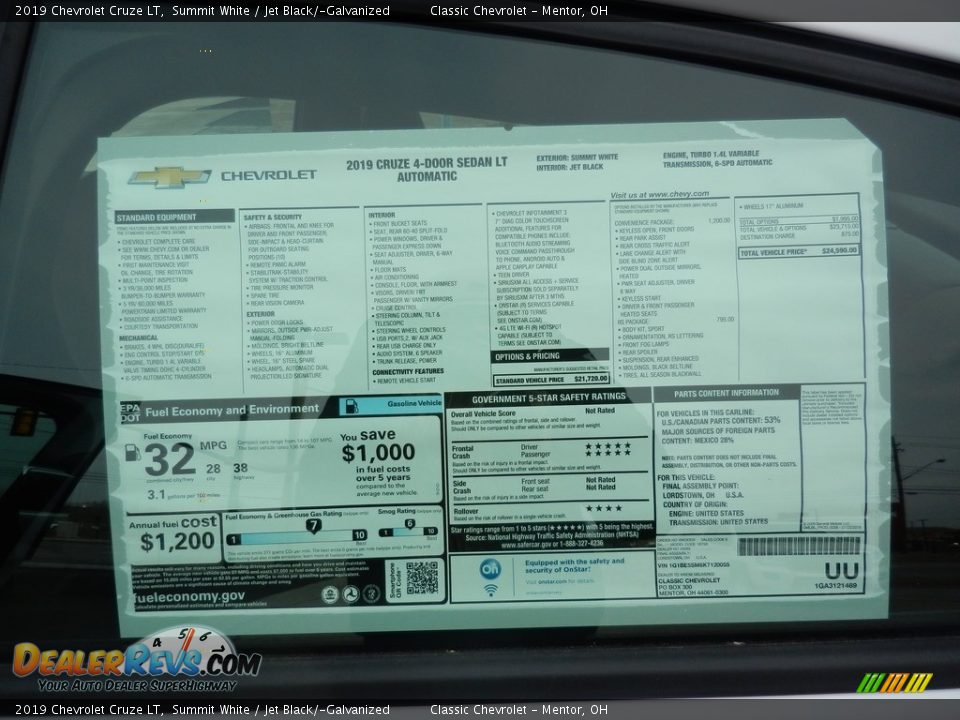 2019 Chevrolet Cruze LT Summit White / Jet Black/­Galvanized Photo #7