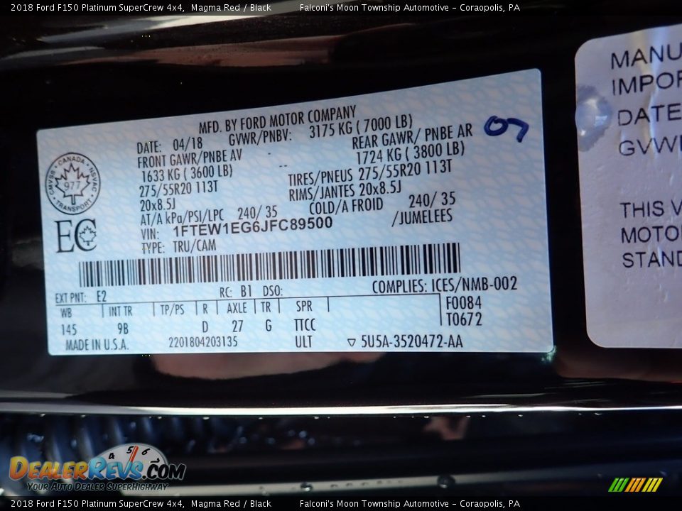 2018 Ford F150 Platinum SuperCrew 4x4 Magma Red / Black Photo #23