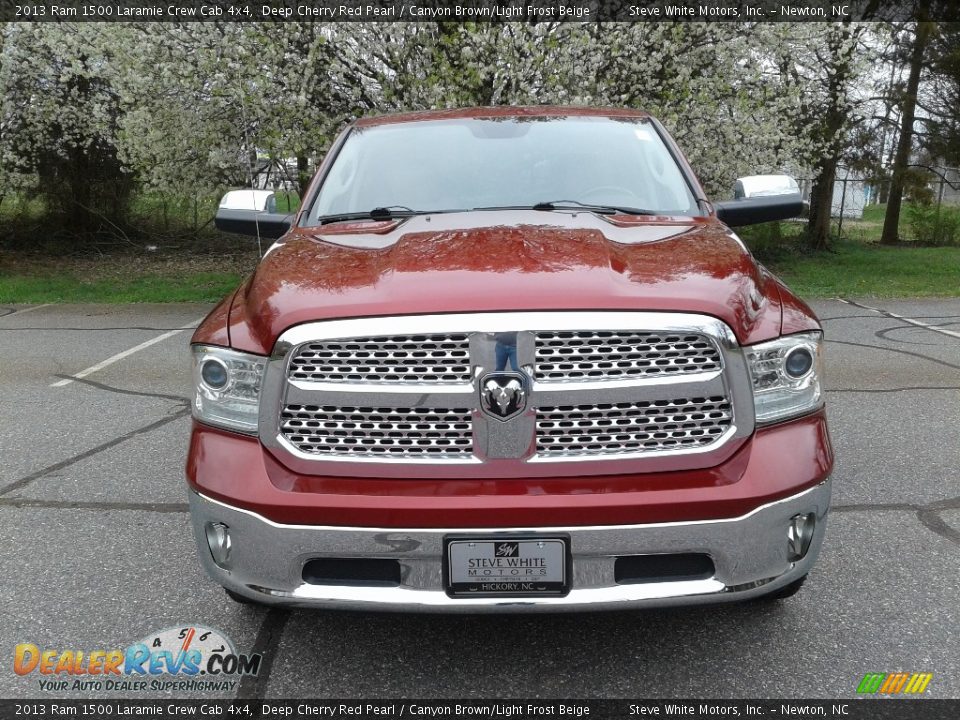 2013 Ram 1500 Laramie Crew Cab 4x4 Deep Cherry Red Pearl / Canyon Brown/Light Frost Beige Photo #3