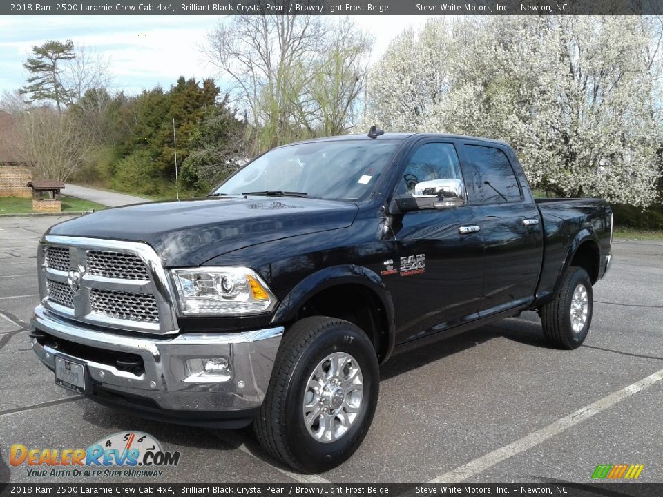 2018 Ram 2500 Laramie Crew Cab 4x4 Brilliant Black Crystal Pearl / Brown/Light Frost Beige Photo #2