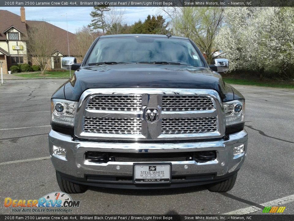 2018 Ram 2500 Laramie Crew Cab 4x4 Brilliant Black Crystal Pearl / Brown/Light Frost Beige Photo #3