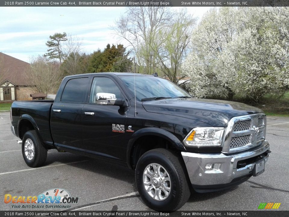 2018 Ram 2500 Laramie Crew Cab 4x4 Brilliant Black Crystal Pearl / Brown/Light Frost Beige Photo #4