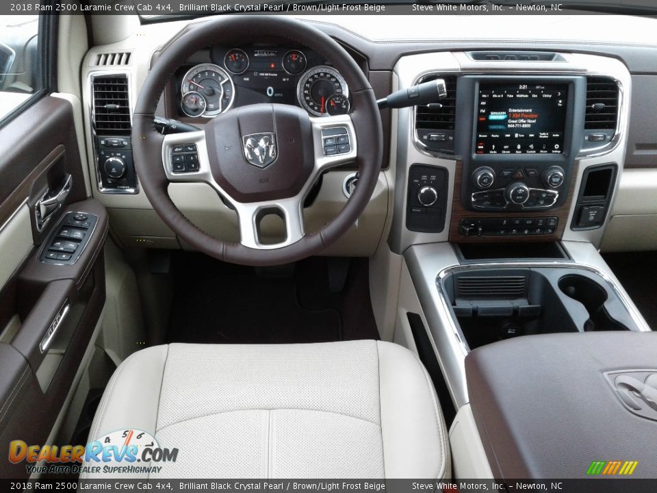 2018 Ram 2500 Laramie Crew Cab 4x4 Brilliant Black Crystal Pearl / Brown/Light Frost Beige Photo #33