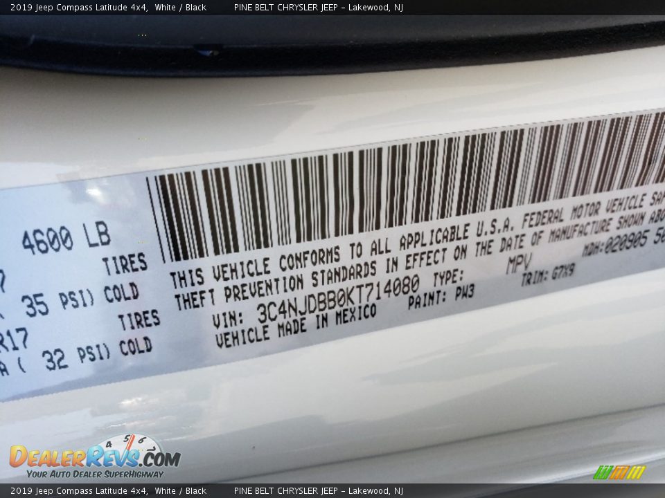 2019 Jeep Compass Latitude 4x4 White / Black Photo #8