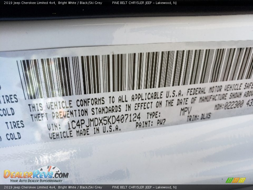 2019 Jeep Cherokee Limited 4x4 Bright White / Black/Ski Grey Photo #9