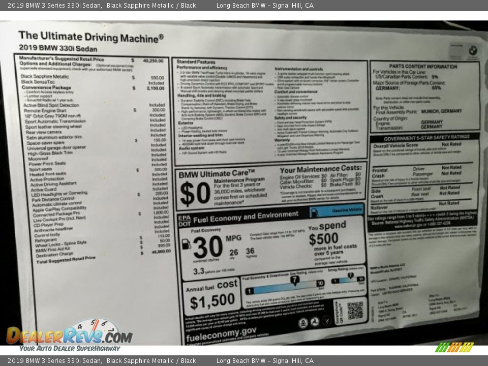 2019 BMW 3 Series 330i Sedan Black Sapphire Metallic / Black Photo #10