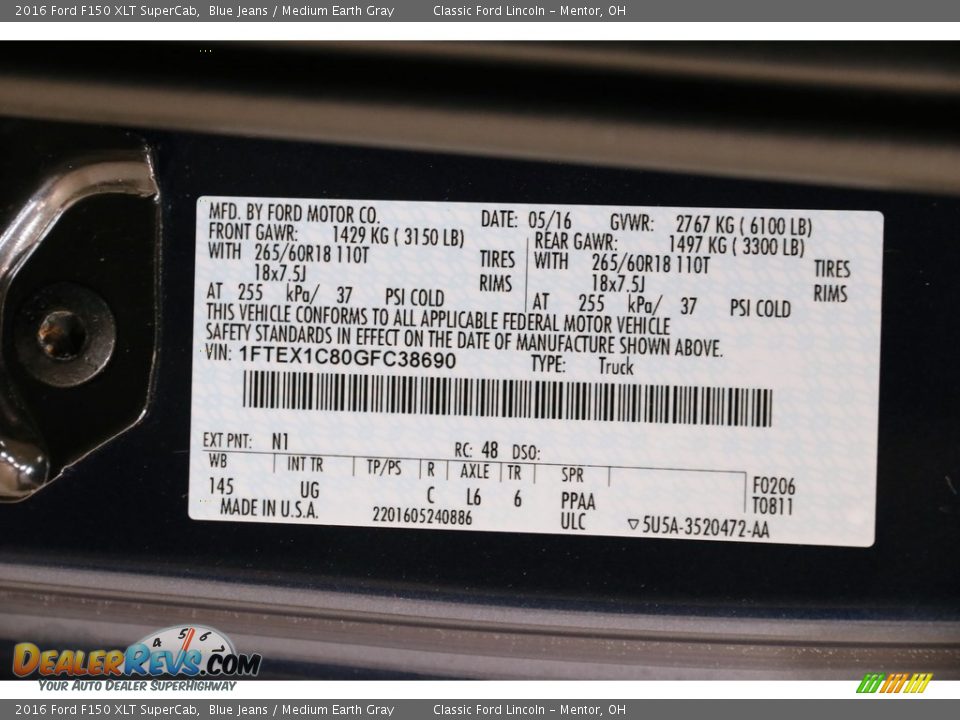 2016 Ford F150 XLT SuperCab Blue Jeans / Medium Earth Gray Photo #19