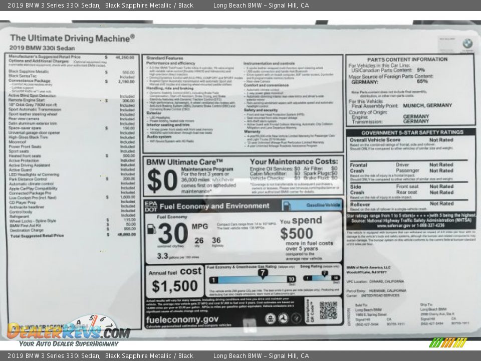 2019 BMW 3 Series 330i Sedan Black Sapphire Metallic / Black Photo #10