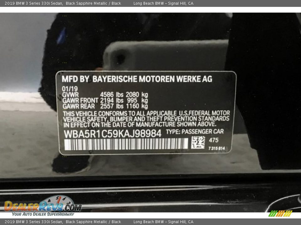 2019 BMW 3 Series 330i Sedan Black Sapphire Metallic / Black Photo #11