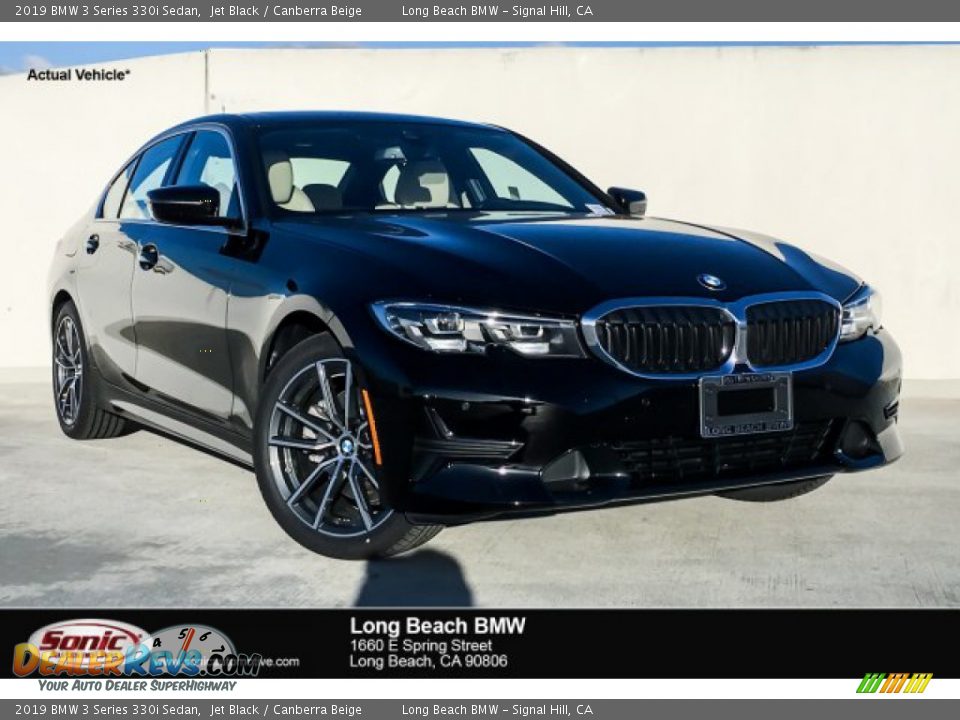 2019 BMW 3 Series 330i Sedan Jet Black / Canberra Beige Photo #1