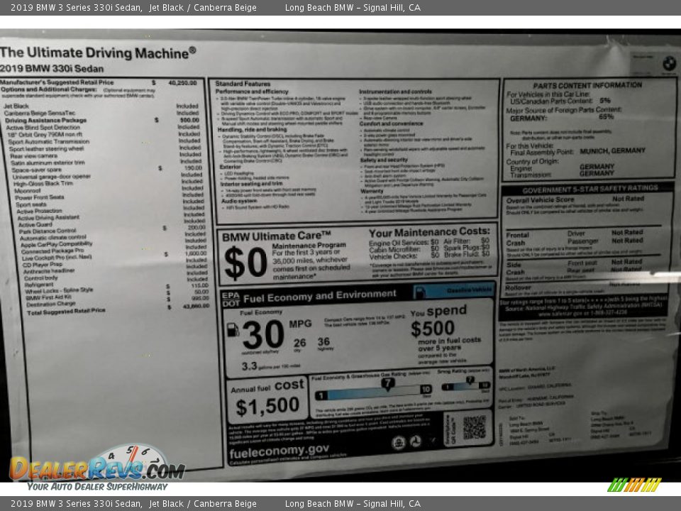 2019 BMW 3 Series 330i Sedan Jet Black / Canberra Beige Photo #10