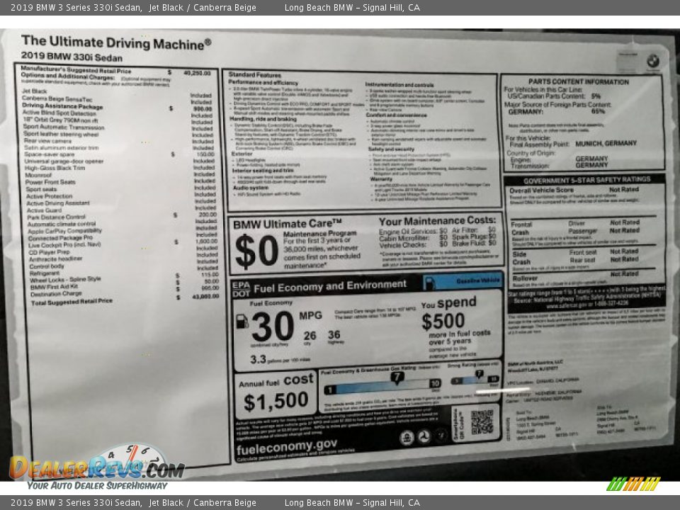 2019 BMW 3 Series 330i Sedan Jet Black / Canberra Beige Photo #10