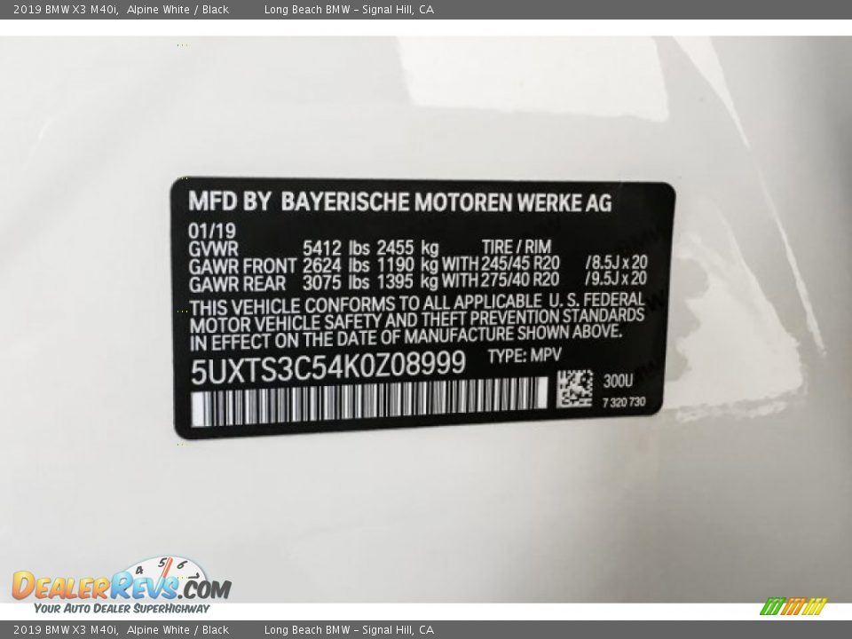 2019 BMW X3 M40i Alpine White / Black Photo #11