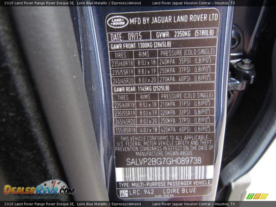 2016 Land Rover Range Rover Evoque SE Loire Blue Metalllic / Espresso/Almond Photo #22