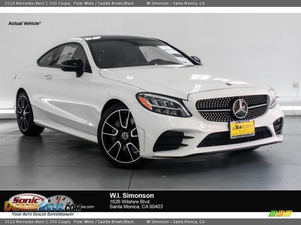 2019 Mercedes-Benz C 300 Coupe Polar White / Saddle Brown/Black Photo #1