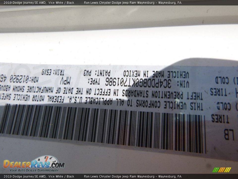 2019 Dodge Journey SE AWD Vice White / Black Photo #14