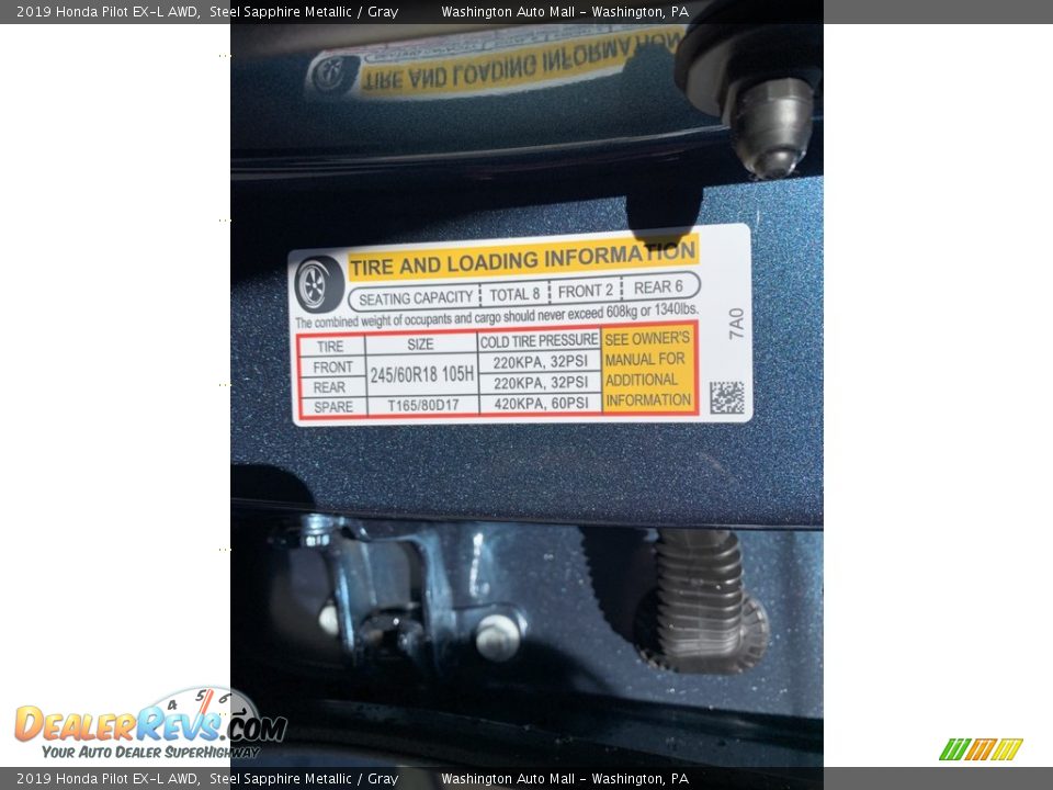 2019 Honda Pilot EX-L AWD Steel Sapphire Metallic / Gray Photo #13