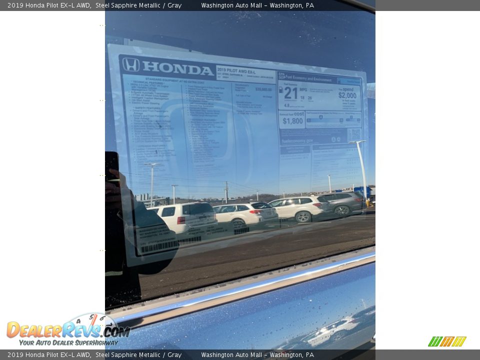2019 Honda Pilot EX-L AWD Steel Sapphire Metallic / Gray Photo #15