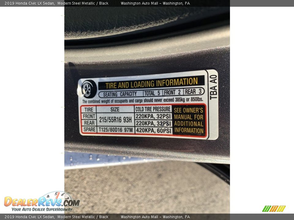 2019 Honda Civic LX Sedan Modern Steel Metallic / Black Photo #13
