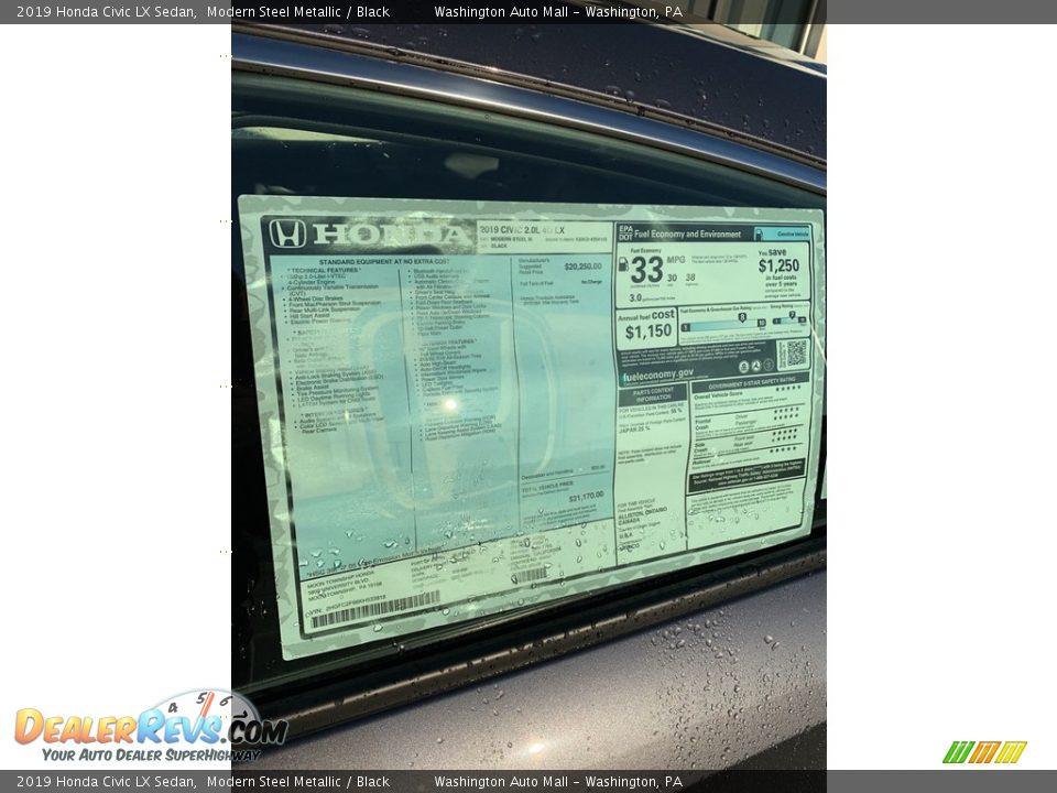 2019 Honda Civic LX Sedan Modern Steel Metallic / Black Photo #15