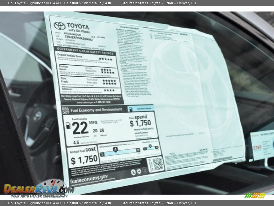 2019 Toyota Highlander XLE AWD Celestial Silver Metallic / Ash Photo #12