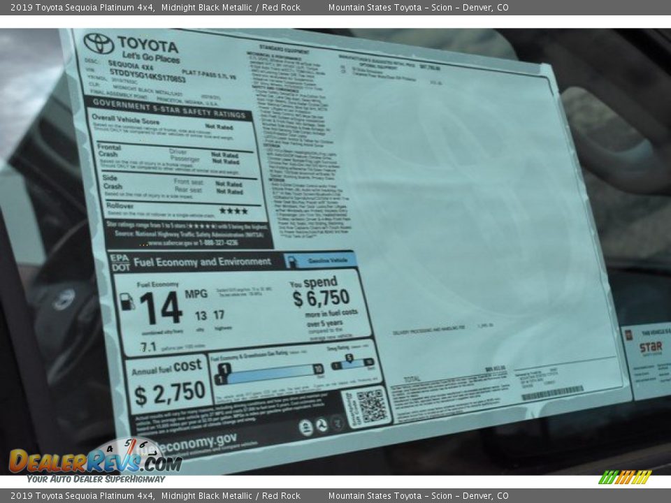 2019 Toyota Sequoia Platinum 4x4 Midnight Black Metallic / Red Rock Photo #13