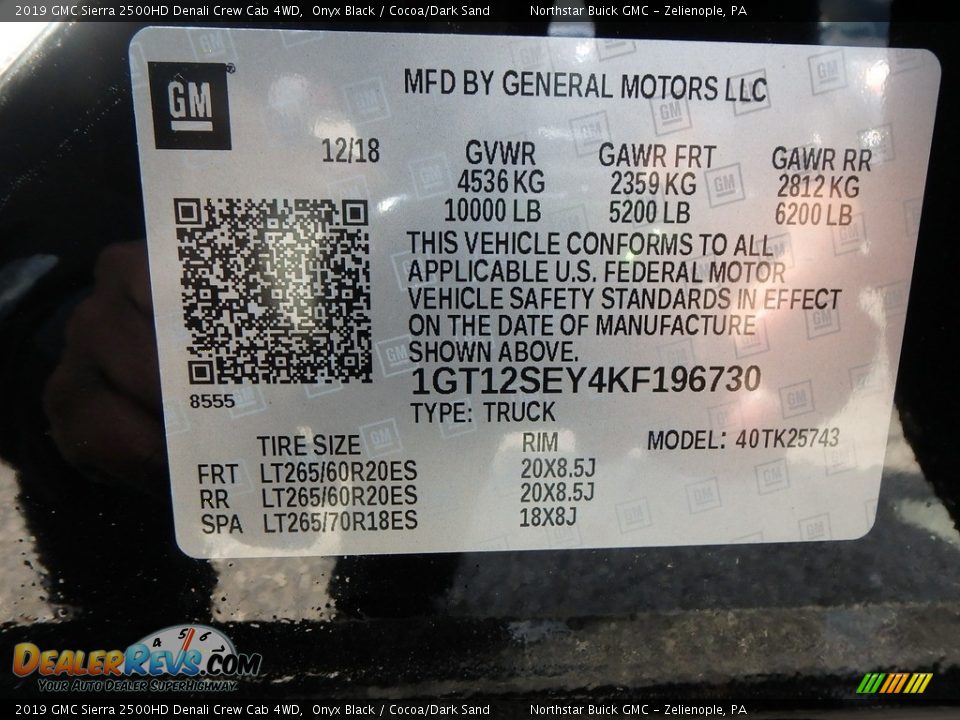 2019 GMC Sierra 2500HD Denali Crew Cab 4WD Onyx Black / Cocoa/Dark Sand Photo #15