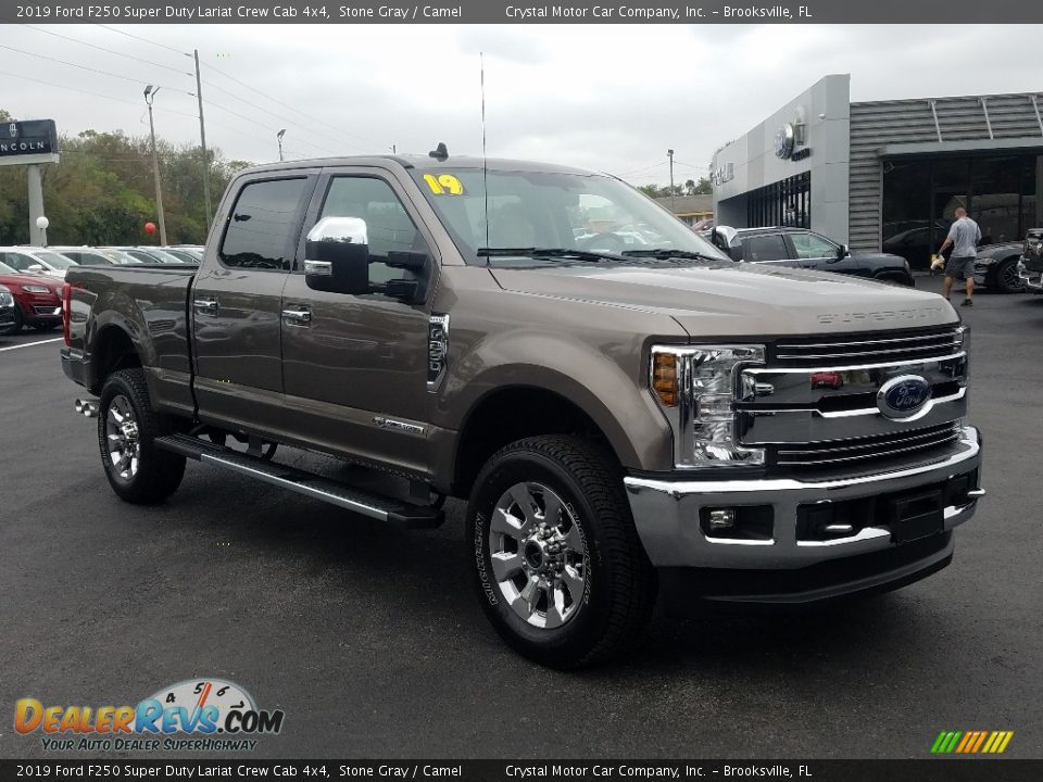 2019 Ford F250 Super Duty Lariat Crew Cab 4x4 Stone Gray / Camel Photo #7