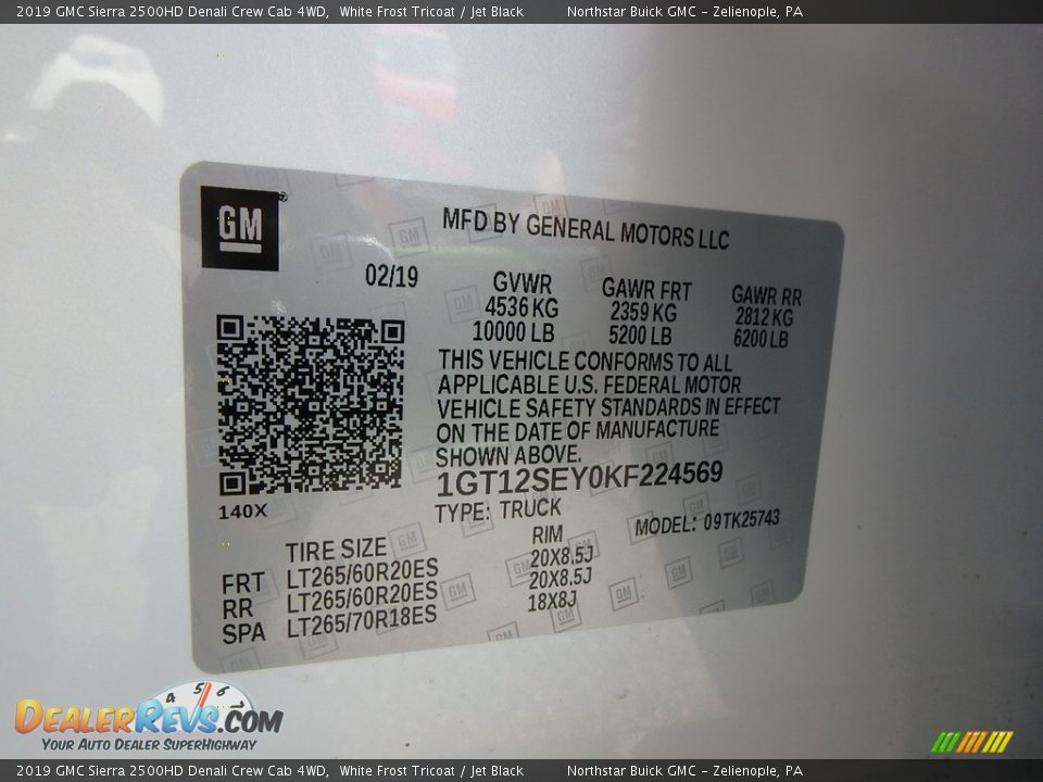 2019 GMC Sierra 2500HD Denali Crew Cab 4WD White Frost Tricoat / Jet Black Photo #16