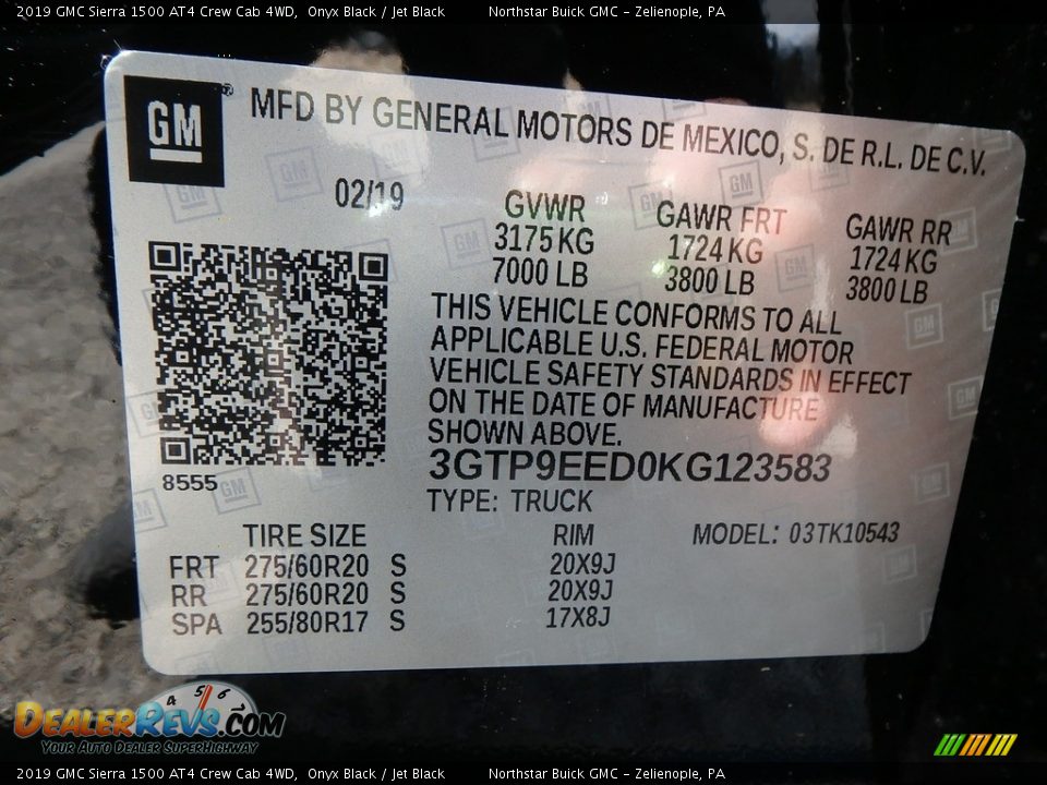 2019 GMC Sierra 1500 AT4 Crew Cab 4WD Onyx Black / Jet Black Photo #15